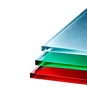 Laser King - tre lastre molto lunghe di plexiglass con vista assonometrica si vede la fine ma non l'inizio